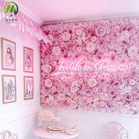Panneaux de fleurs roses décoratifs à effet 3D personnalisés toile de fond mur en tissu de soie artificielle pour les événements de mariage et de remise de diplôme