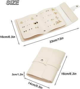 Organisateur de boucles <span class=keywords><strong>d</strong></span>'oreilles en gros avec design pliable en forme de livre, étui de voyage portable en cuir PU pour bijoux - Product Image 2