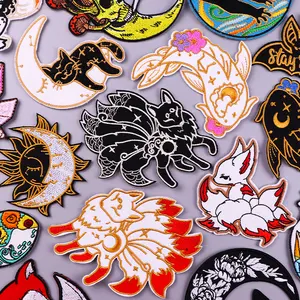 Cartoon Fox Embroidery Iron On Thermoadhesive Patches For Clothing Twill Custom For Kids Emblem