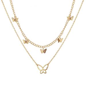 合金蝶チャームチェーンチョーカーネックレス卸売ファッションシンプルショートレディースジュエリーボヘミアンかわいい蝶チョーカーネックレス - Product Image 1