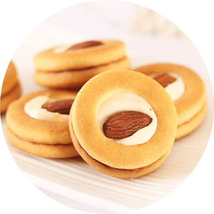 Biscuits à la crème double couche avec amandes |   Collation moelleuse et éclatante |   Halal |   <span class=keywords><strong>Petit</strong></span>-<span class=keywords><strong>d</strong></span>éjeuner/thé |   Packs personnalisés - Product Image 1