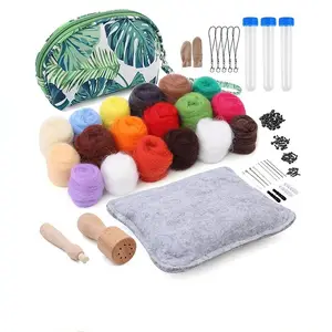 Craft Felting Set Wool Felt Tool Merino Wool Accessories Storage Box Set Beginner DIY Handmade Material Pack