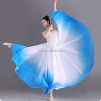 Jupe longue en mousseline de soie à dégradé 720 degrés pour danse moderne et ballet classique