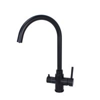 Robinet d'eau chaude de cuisine multifonctionnel noir mat monté sur le pont avec système d'osmose inverse 3 en 1