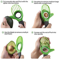 Goede Grip Handvat Groen Multi Functionele Kiwi Mes Hand Vorm 3 In 1 Plastic Avocado Slicer Cutter