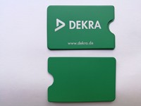 Pochette de carte en PVC imprimée de logo personnalisé Portefeuille de poche Porte-carte de crédit Pochettes minces avec blocage Rfid Protecteur de carte de crédit
