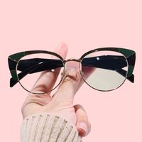 Lunettes de vue unisexes anti-lumière bleue, monture demi-cerclée en métal, style œil de chat, pour la lecture et l'extérieur