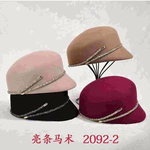 Outdoor Casual Lady Fashion Baseball <b>Hat</b> Decoration Women Equestrian Cap 100% Wool Felt <b>Hat</b> - Product Image 6