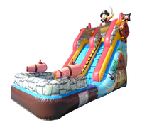 Toboggan aquatique gonflable bateau pirate avec mur d'escalade en PVC robuste, jeux de parc aquatique, jeux d'extérieur pour enfants