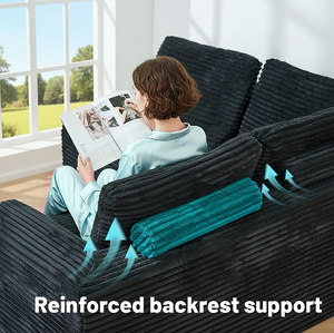 Sofá Seccional Modular Cuadrado de 135.5 Pulgadas, 6 Plazas, Chaise Longue, Diseño Reversible, Tapizado en Corduroy a Rayas, para Apartamento, Hotel/Villa - Product Image 6