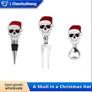 Chen Xusheng Christmas Skull Bottle Stoppers Stainless Steel Colorful Wine Stopper Set For Holiday Beverage Serving - Product Image 5