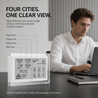 Kylendar – Afficheur de bureau intelligent WiFi en acrylique de 7,5 pouces avec calendrier électronique, affichage des heures des quatre villes, prévisions météo et conseils vestimentaires quotidiens