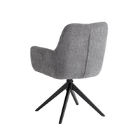 Fauteuil de salle à manger pivotant en tissu texturé vert olive, chaise d'appoint moderne rembourrée avec base en métal noir