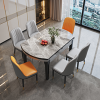 Table à manger carrée moderne en roche, pour petit appartement, design télescopique réglable, 6 places, table à manger de luxe écologique