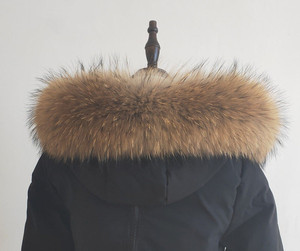 Capucha de Piel de Mapache Genuina de Primera Calidad, Ecológica y de Lujo para Invierno, Bufanda Desmontable, Capucha de Piel, Cuello de Piel - Product Image 2