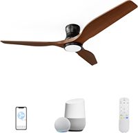 YOUKAIN Ventilateur de plafond en bois massif Contrôle de l'application WiFi en option pour différentes hauteurs Angles 0-2000 Lumen pour une utilisation en été et en hiver
