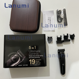 Kit de toilettage pour homme Lanumi <span class=keywords><strong>LM</strong></span>-1832 rechargeable en acier inoxydable 5 en 1, tondeuse à cheveux multifonctionnelle, rasoir professionnel pour barbier - Product Image 2