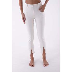 Jeans droits blancs Xlove avec fente avant, pantalon en denim pour femmes - Product Image 5