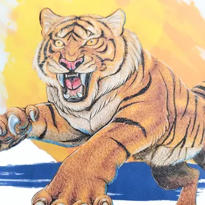 Kích Thước Lớn Tiger Thêu Logo In Ấn Biker Quần Áo Đính Báo Chí Nhiệt Vá Tùy Chỉnh Sắt Trên Thêu Các Bản Vá Lỗi