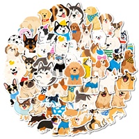 56 autocollants créatifs de style graffiti imperméables, peints à la main, motif chien de dessin animé, mignons et adorables, fabriqués en Chine pour l'exportation
