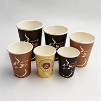 Gobelets en papier jetables à paroi simple, revêtement PE, plusieurs couleurs, prix de gros, avec logo personnalisé imprimé pour le café