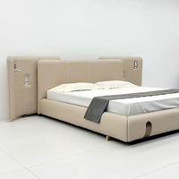 Lit capitonné de luxe moderne, taille king, avec option en cuir, tête de lit surdimensionnée, ensemble de meubles de chambre à coucher, taille personnalisée disponible pour villa