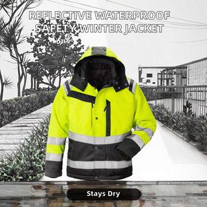 เสื้อแจ็คเก็ตสะท้อนแสงสำหรับฤดูหนาว ANSI Class 2 รุ่นใหม่ สำหรับคนงาน  รับสกรีนโลโก้ กันน้ำ  แบบ unisex  บริการ OEM ODM - Product Image 2