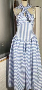 OUDINA Abito <span class=keywords><strong>Lungo</strong></span> <span class=keywords><strong>Casual</strong></span> da Donna a Righe Senza Maniche, Taglie Forti, Elegante e di Alta Qualità - Vendita all'Ingrosso - Product Image 6