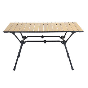 Custom Outdoor Lightweight Wood Grain Aluminum Roll up Foldable Camping Picnic <b>Table</b> With Carry Bag - Product Image 6