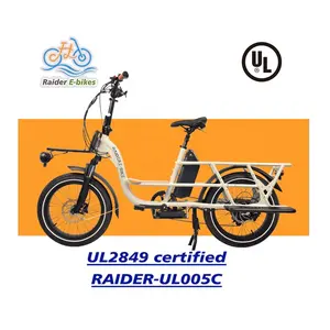 UL2849 750W 52V20AH sturdy family style cargo ebike with long rear tray for padded kids seats baby Ul2271 Battery Certification