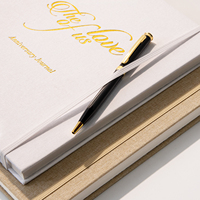 Journal d'Anniversaire Personnalisable Format A4 Couverture Rigide Estampage Or Logo Journal en Lin Planificateur Quotidien