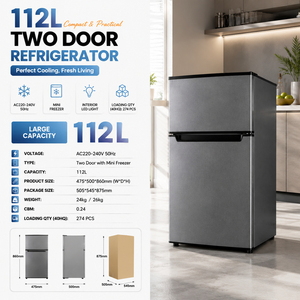Refrigerador Compacto de Dos Puertas de 112L con Luz LED Interior, Refrigerador de Doble Zona para Dormitorio, Oficina, Hotel - Product Image 6