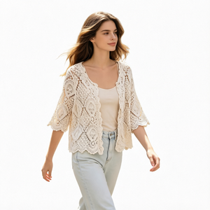 Women's <b>Crochet</b> Cover-Up Beach <b>Cardigan</b> Boho Lace Summer Layering - Product Image 1