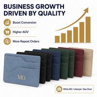 Dompet Kartu Kulit Suede Biru Modern untuk Pria Wanita, Tempat Kartu Saku Kompak dengan Desain Multi Slot Depan Belakang