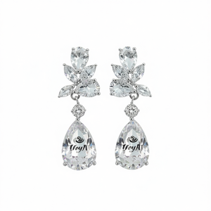 Pendientes de Cristal con Corte de Pera en Oro Rosa para Mujer, Marca IvyAI, Joyería de Moda para Boda, Estilo Romántico - Product Image 1