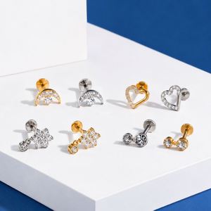 Boucles d'oreilles piercing labret vintage en titane plaqué or 18 carats avec zircon pour cartilage d'oreille, cadeaux pour mariage, fiançailles, fête - Product Image 4