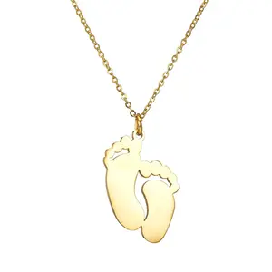 Индивидуальное ожерелье с подвеской в виде ножки из нержавеющей стали, сделай сам, ожерелье с именем даты на заказ, ювелирное изделие, подарок для новорожденного ребенка