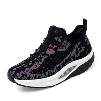 Chaussures de course et de marche pour femmes, style jogger, à plateforme rehaussante, avec coussin d'air, en tissu extensible et maille respirante, basses, pour l'été