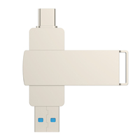 WORTHSPARK MU1112 128g 256g 512g USB 3.0 3.1 OTG Flash Drive Logam untuk Ponsel 200mb/s Perak Garansi 3 Tahun