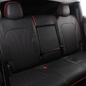 Fundas de Asiento de Coche GANE Design para Tesla, Personalizadas en Cuero Negro y Rojo, de Lujo, Transpirables y Resistentes al Desgaste - Product Image 3