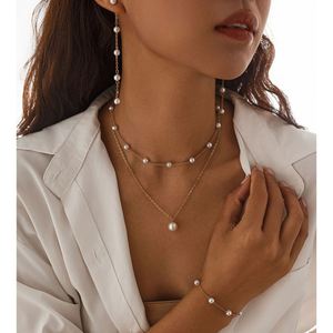 Conjunto de Collar de Perlas con Baño de Oro y Colgante de Concha Blanca para Mujer, Regalos para Bodas y Fiestas - Product Image 5