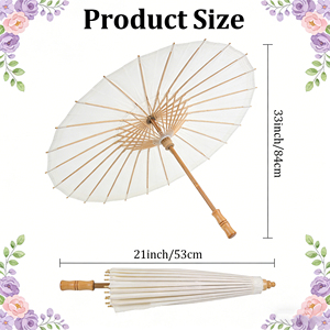 Sombrilla de Papel Blanca Pafu de 84 cm, Sombrilla de Papel Encerado Hecha a Mano, Accesorio para <span class=keywords><strong>Fotos</strong></span> de Boda, Decoración para Fiestas Nupciales, Fotografía - Product Image 2