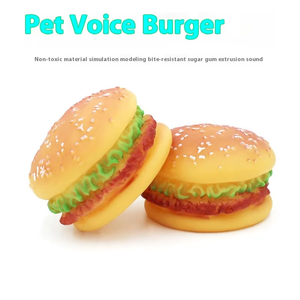 Grappige Cartoon Pvc Hond Piepend Speelgoed Bijtbestendige Interactieve Training Kauw Huisdier Stem Simulatie Hamburger Simulatie Vinyl Hond - Product Image 6