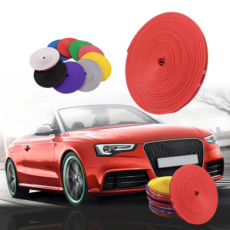 Universal JDM Racing 8M PVC Car Vehicle Wheel Tire Sticker Rim Edge Tim Rubber Protector Stripe Line