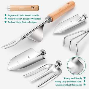 Free sample Stainless Steel <b>Garden</b> <b>Tool</b> Suit Wood Handle Includes Blade Gardening Flower Water Kettle <b>Hand</b>-Power Source Box - Product Image 2