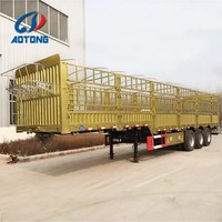Semi-remorque à 3 essieux, 60 tonnes, avec structure de cage et barrière de protection