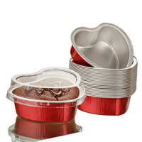 Lot de 100 contenants jetables en aluminium en forme de cœur pour fards à paupières, moules à pâtisserie, emballage alimentaire en feuille d'aluminium de qualité alimentaire