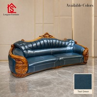 Canapé de luxe en bois massif de style européen moderne, avec revêtement en cuir de vachette pleine fleur noir et or, pour salon, villa, mobilier de maison