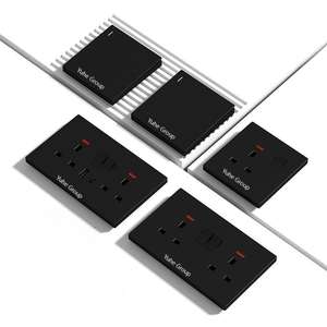 Prise murale tactile compatible Royaume-Uni avec double interrupteur de commande, 10A, en PC durable, IP27, design moderne - Product Image 4