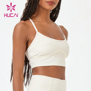 HUCAI personalizado de alta calidad acolchado Spaghetti Strappy ajustable entrenamiento corsé curvo Yoga Tops Sujetador deportivo para mujeres - Product Image 3